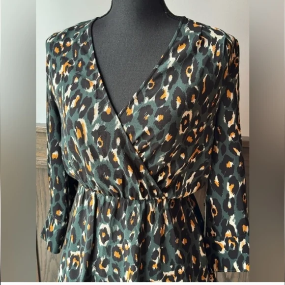 Express Animal Print Long Sleeve Dress - Picture 5 of 8